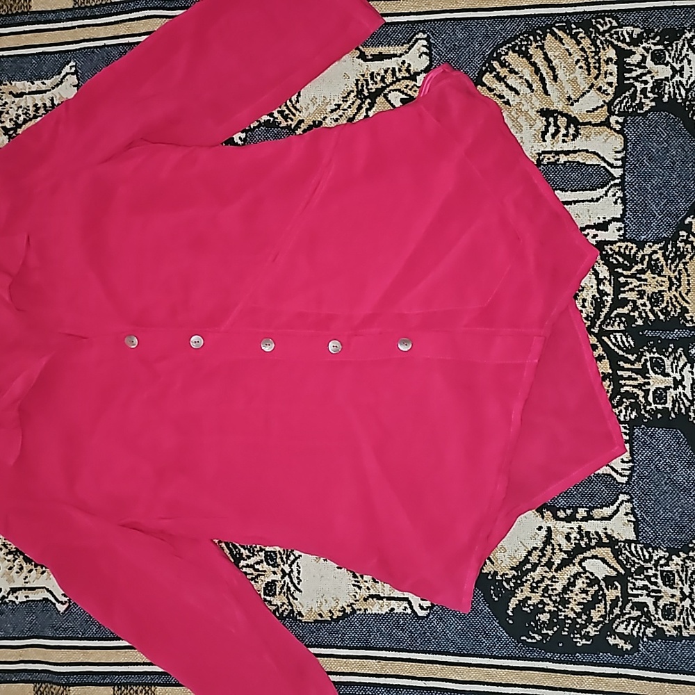 Fridaze Linen Redefined Top Button Down Fusia Pin… - image 2